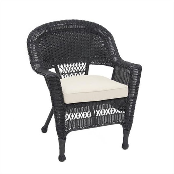 Jeco Jeco W00207-C-FS006 Black Wicker Chair With Tan Cushion W00207-C-FS006